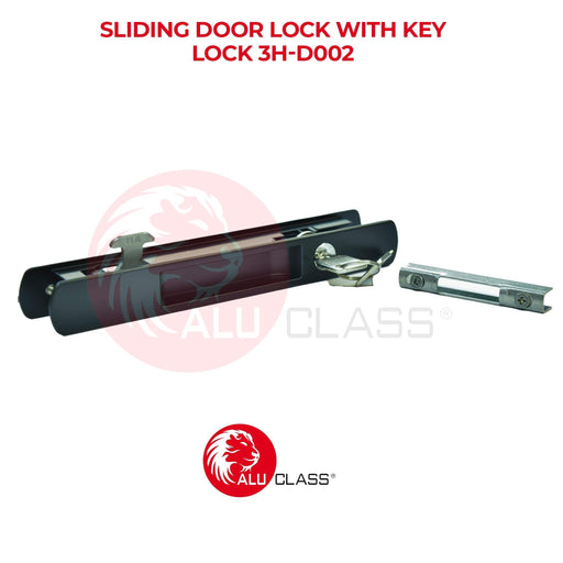 Black Sliding Door Lock With Key ALUCLASS (AA-LK-3H-D002) - ALUCLASS MY