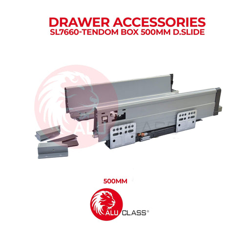 (1 Pair) Soft Closing Full Extension Slide/ Drawer Track Slide ALUCLASS TENDOM BOX 300MM/400MM/500MM D.SLIDE - ALUCLASS MY