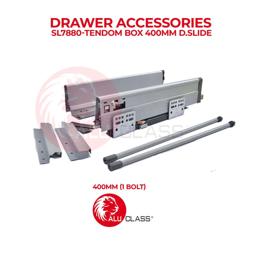 (1 Pair) Soft Closing Full Extension Slide/ Drawer Track Slide ALUCLASS TENDOM BOX 300MM/400MM/500MM D.SLIDE - ALUCLASS MY