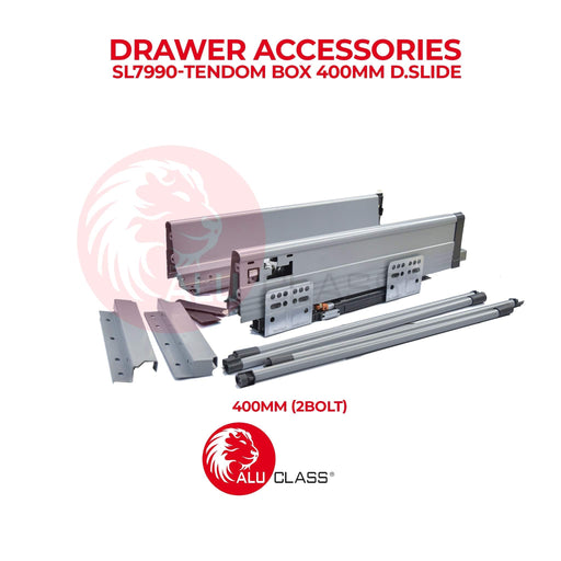 (1 Pair) Soft Closing Full Extension Slide/ Drawer Track Slide ALUCLASS TENDOM BOX 300MM/400MM/500MM D.SLIDE - ALUCLASS MY