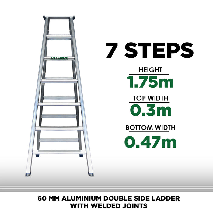 Mr Ladder Home Use Aluminium Double Sided Welded Ladder (7 Steps Double Sided) - ALUCLASS MY